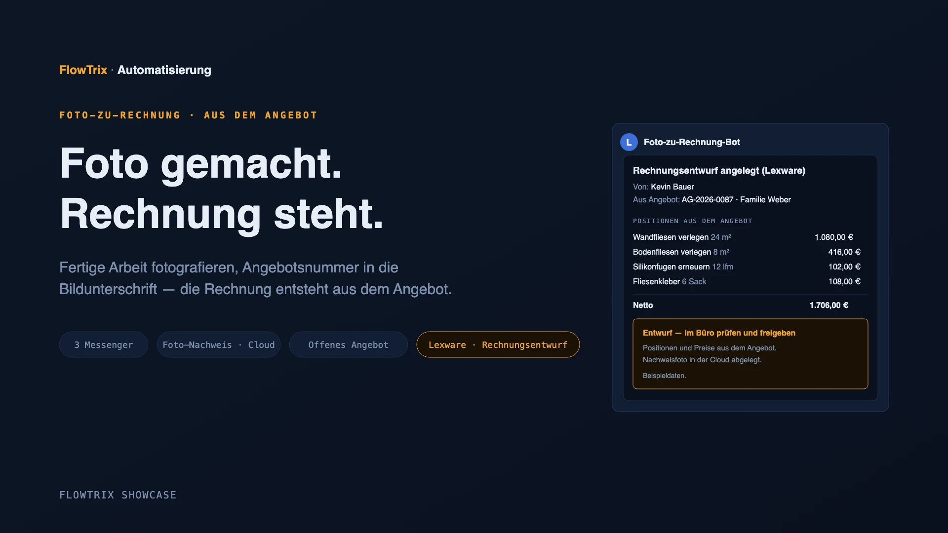Foto-zu-Rechnung aus dem Angebot