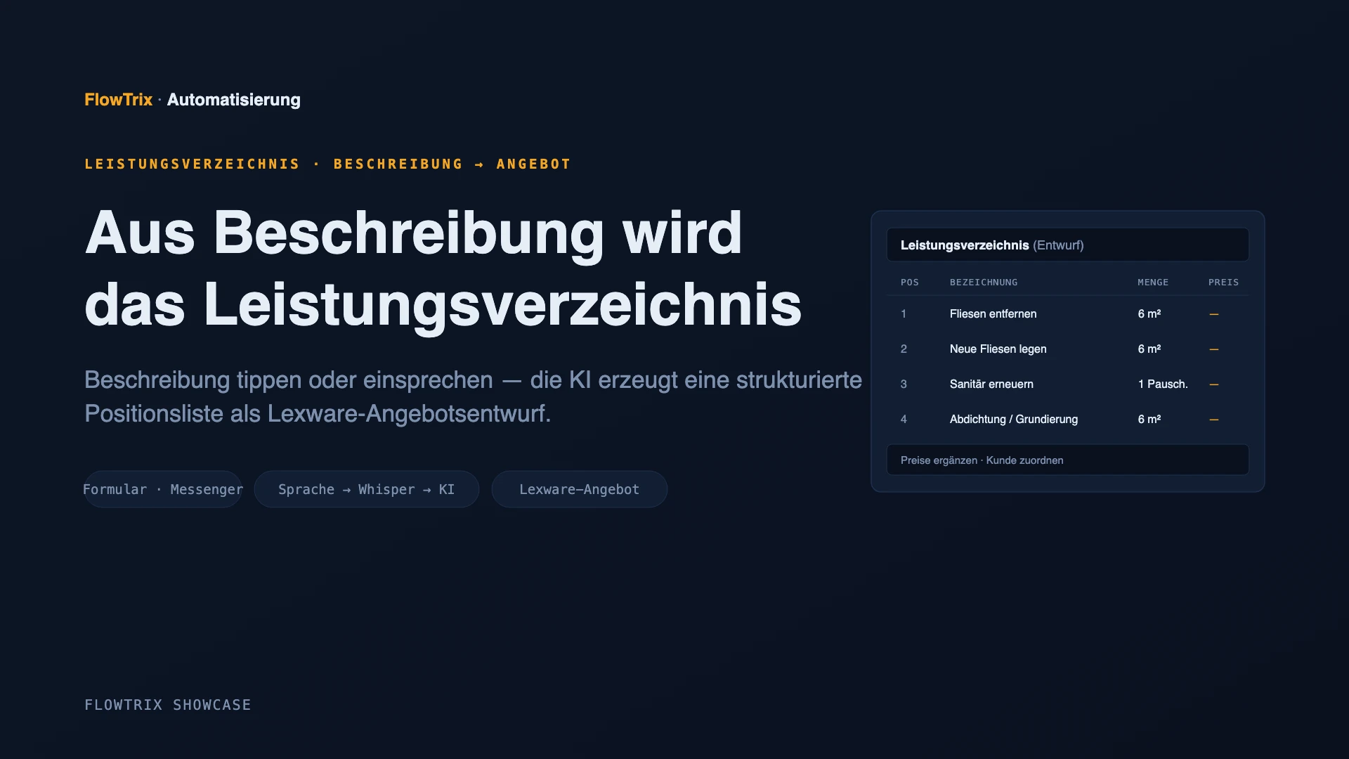Automatisches Leistungsverzeichnis