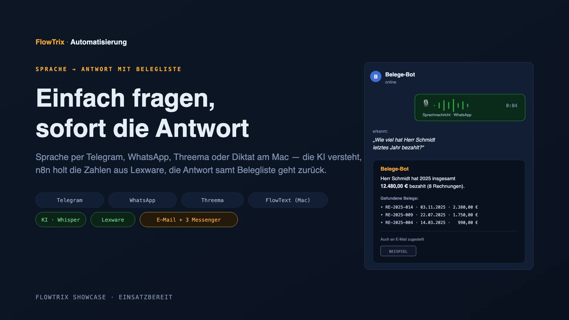 Sprachgesteuerte Belegsuche